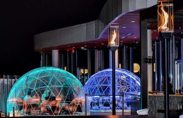 Dining in an Igloo at VASO Rooftop Lounge