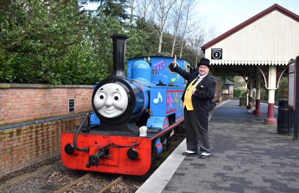 Thomas and Sir Topham Hatt welcome visitors at Statfold Country Park, Tamworth, Staffordshire