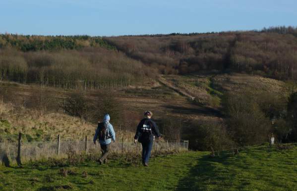 Walkers on National Forest Way near Tatenhill East Staffordshire