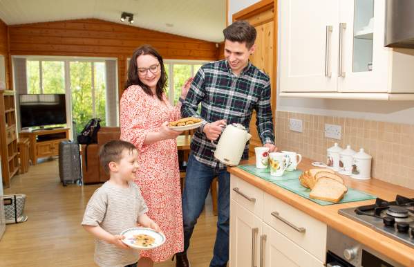 Lakeview Lodge Rudyard family in kitchen