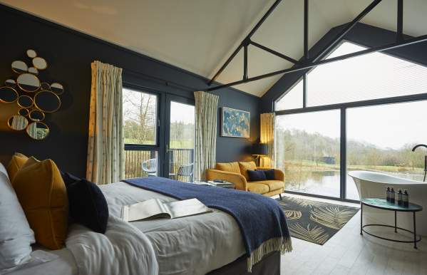The Tawny Hotel bedroom with lake views