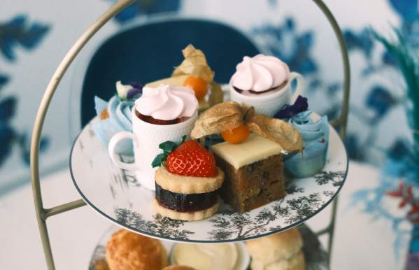 Afternoon Tea World of Wedgwood Tea Room dainty cakes on stand
