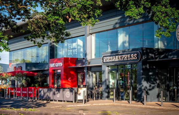 Nandos, Five Guys, Pizza Express restaurants at Ventura Park Tamworth