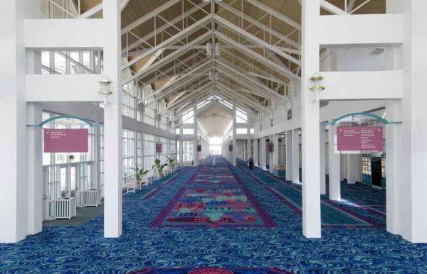 interior of the Civic Center, large hallway with metal beams