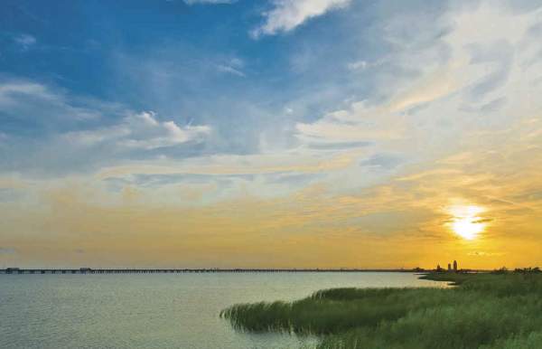 sunset over the water