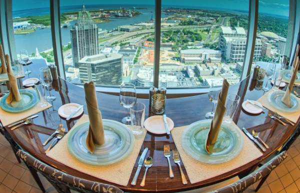 arial view of the city from Dauphin's restaurant