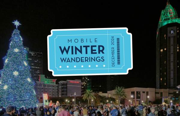 a blue ticket with "mobile winter Wanderings" written on it