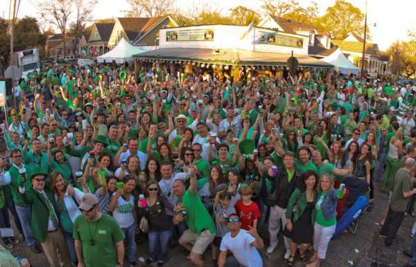 large group of people in St. Patrick's Day clothing