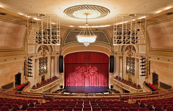 interior of the Saenger Theater view of the stage from the balcony