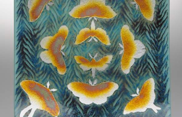 CRYPTIC UNDER WING: Glass and Mixed Media by Rachael Wright