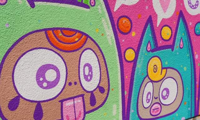 Colourful mural by Ejits at Weston Wallz