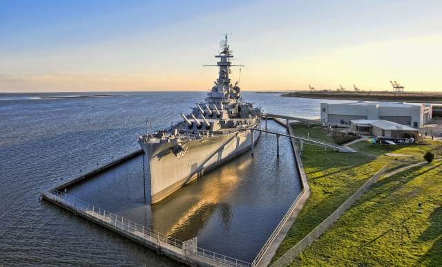 USS Alabama Battleship docked in Mobile Bay
