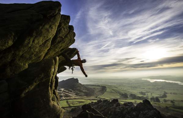 Rock climbing on the Roaches