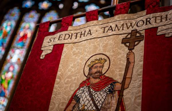 Embroidered wall hanging at St Editha's Church Tamworth