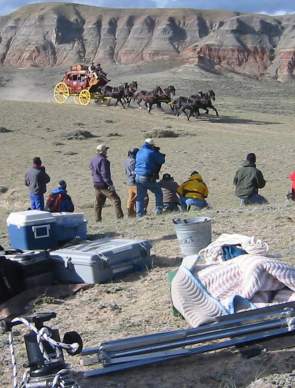 filming a stagecoach scene