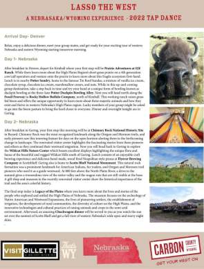 Lasso the West 2022 TAP itinerary