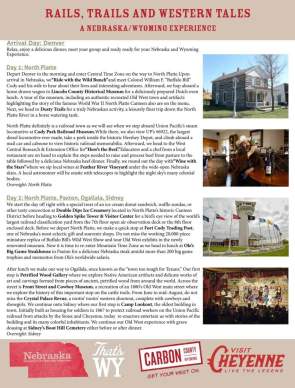 Rails Trails and Western Tales itinerary