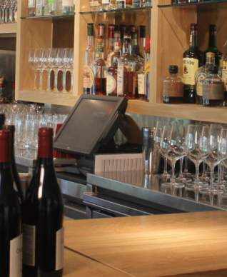 Bar with wine bottles
