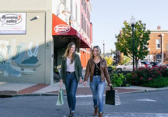 Two women shopping in downtown Elizabethtown