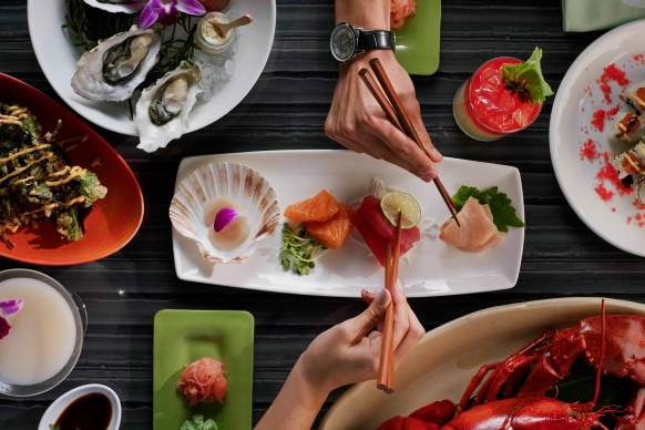 Dining sushi at Pechanga resort casino in Temecula