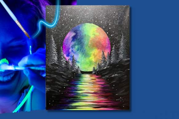 Magical Rainbow Moon - Black Light Paint and Sip Event
