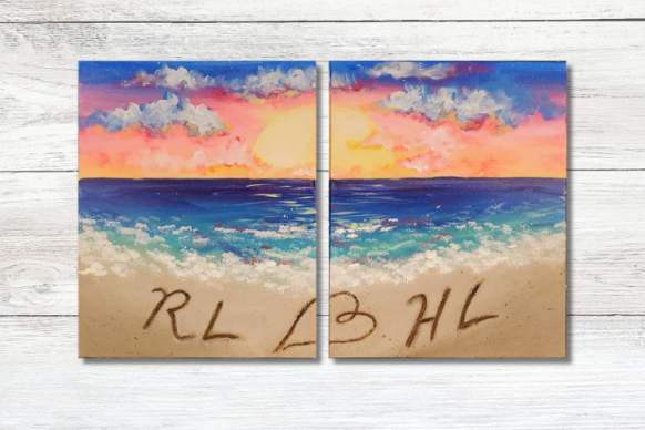 Sunset Beach Date Night - Valentine's Paint and Sip Event