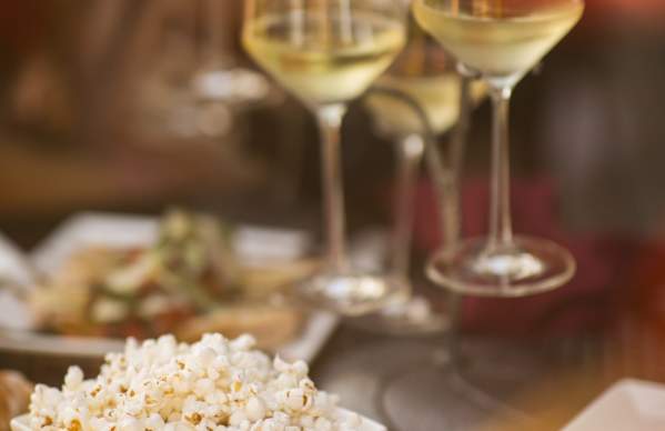 Closeup Wine & Popcorn