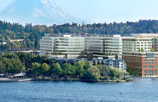 Aerial of Hyatt on the shoreline