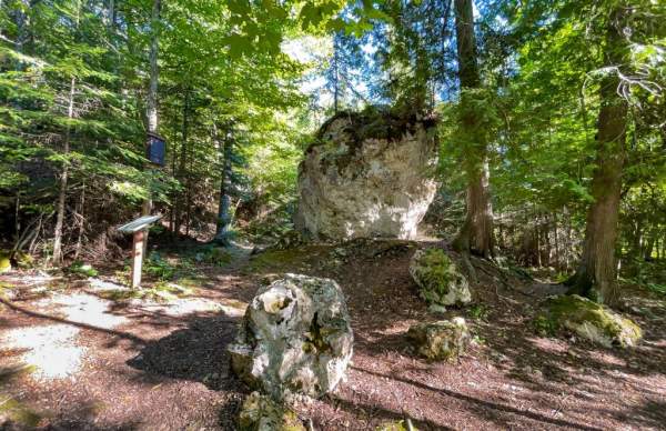 Friendship’s Altar is a limestone stack rising out of the Mackinac Island State Park forest near British Landing