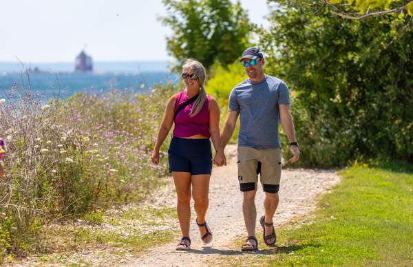 couple walking on a path
