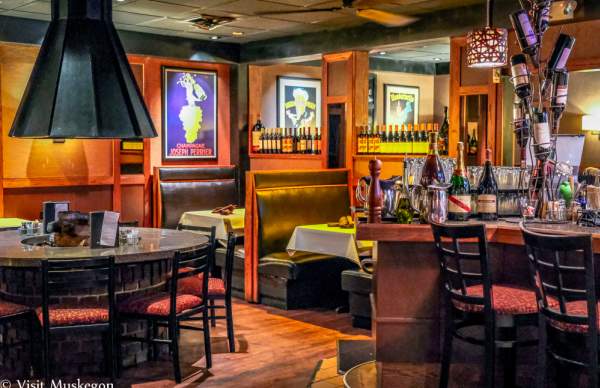 interior restaurant photo with booths and chairs
