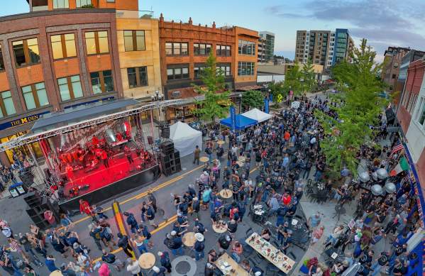 Drone view of the UA Block Party on Main Street