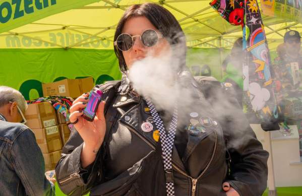 Woman smoking at Hash Bash