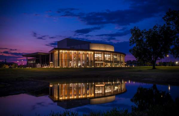 Gogue Performing Arts Center at Night