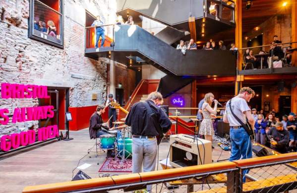 Band performing at Bristol Old Vic as part of Old City Sounds 2024 in Bristol - Credit Julian Preece / Bristol City Centre BID