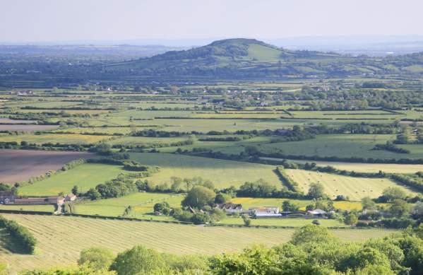 Views across Mendills Hills and Brent Knoll - credit Visit West