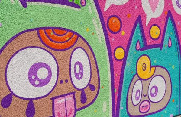 Colourful mural by Ejits at Weston Wallz