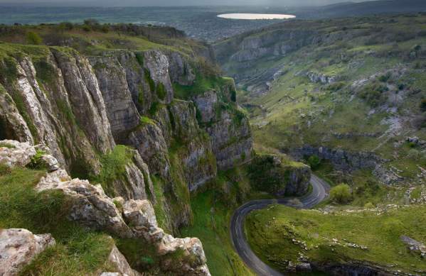 A panoramic view of Cheddar Gorge, near Bristol