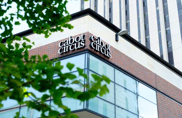 Cabot Circus exterior sign on the corner of the building - Credit Jon Craig