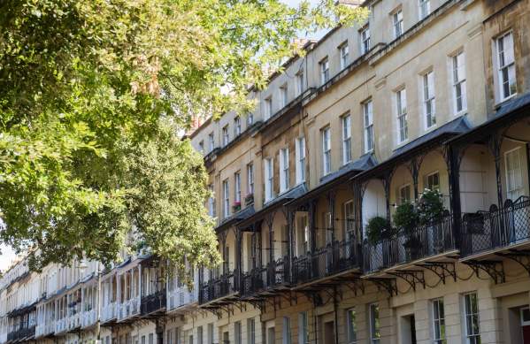 A view of the houses in Caledonia Place in Clifton Village, West Bristol - credit Amy Murrell