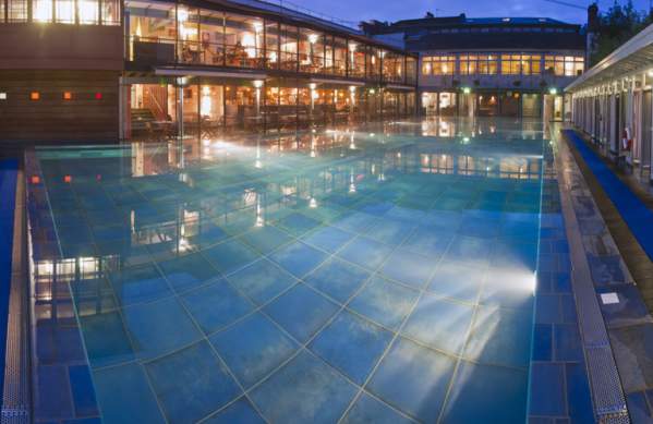 Outdoor pool at night