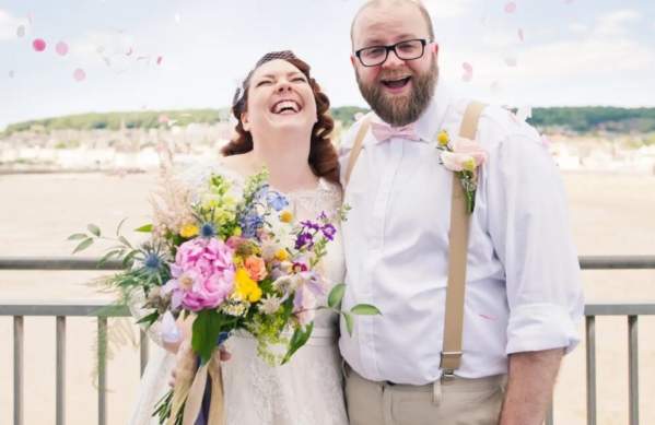 The Grand Pier wedding - couple on the pier