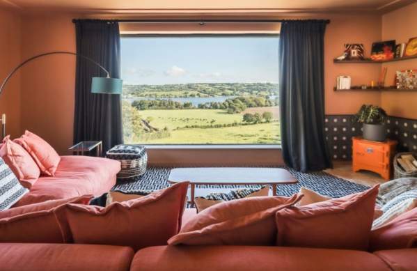 A view over countryside from a bedroom at Yeo Valley