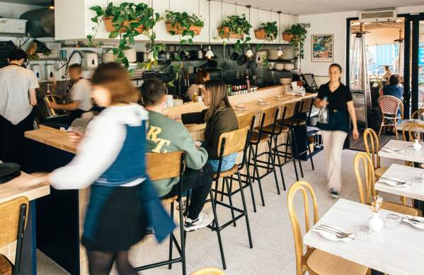 Restaurant interior at RAGÙ in Wapping Wharf, Bristol