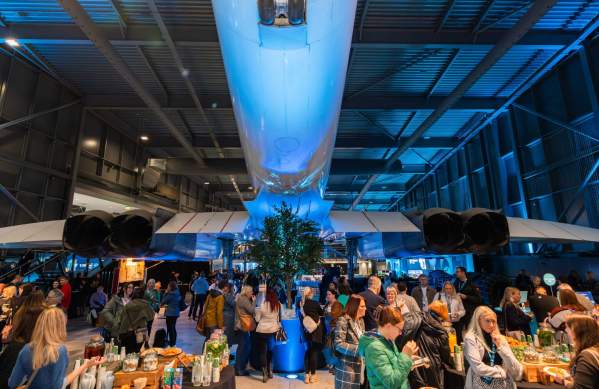 Aerospace Bristol standing event with crowd under Concorde