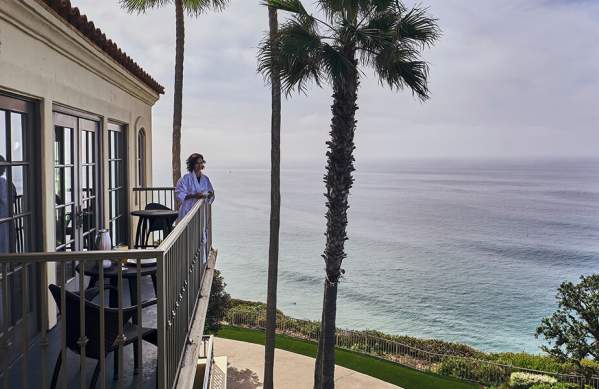 Woman Balcony Resort Hotel Beach