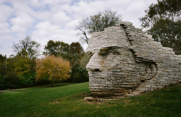 Leatherlips public art installation in the fall