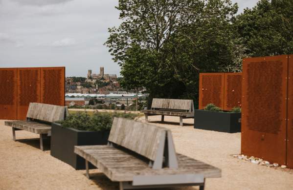 The view from the International Bomber Command Centre, with Lincoln Cathedral in the background