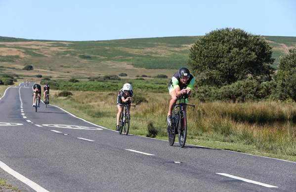 cyclists racing through Gower during the Ironman 70.3 Swansea race