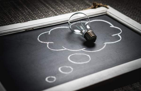 Lightbulb on chalkboard